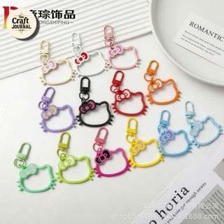 Cute Bow Cat Outline Keychain 3