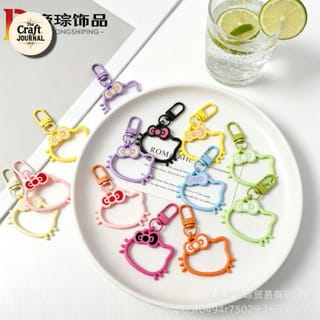 Cute Bow Cat Outline Keychain 4