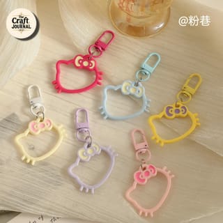 Cute Bow Cat Outline Keychain 1