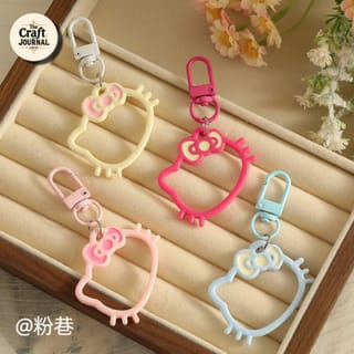 Cute Bow Cat Outline Keychain 2