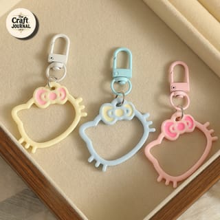 Cute Bow Cat Outline Keychain 3