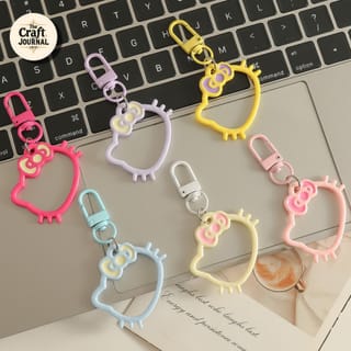 Cute Bow Cat Outline Keychain 4