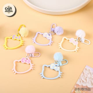 Cute Bow Cat Pom Pom Keychain 1