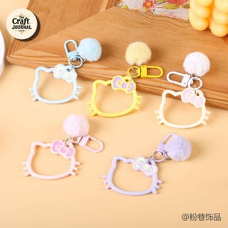 Cute Bow Cat Pom Pom Keychain 2
