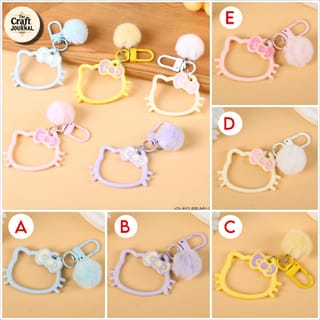 Cute Bow Cat Pom Pom Keychain 3