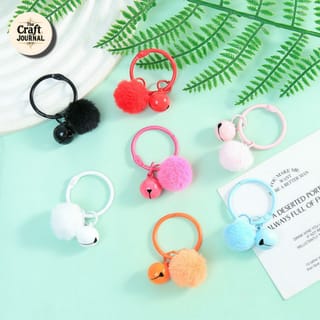Colorful Pom Pom Bell Ring Keychain 1
