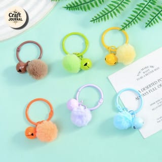 Colorful Pom Pom Bell Ring Keychain 3