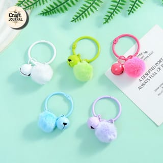 Colorful Pom Pom Bell Ring Keychain 4