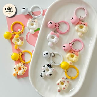 Cute Cat Donut Bell Keychain 2