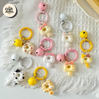 Cute Cat Donut Bell Keychain 3