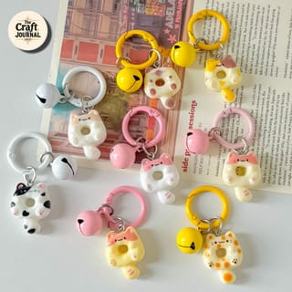 Cute Cat Donut Bell Keychain 4