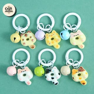 Cute Cat Donut Bell Keychain 1