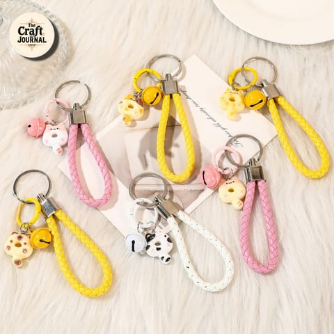 Cute Cat Donut Bell Wrist Strap Keychain