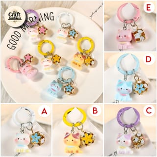 Cute Kitty Floral Bell Keychain 3