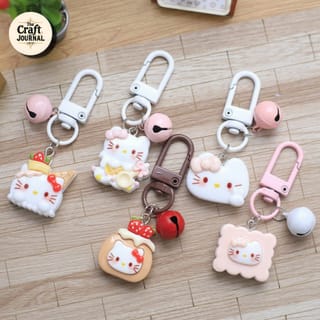 Cute Kitty Dessert Bell Keychain 1