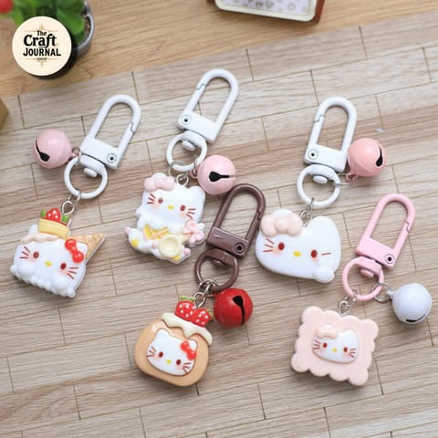 Cute Kitty Dessert Bell Keychain