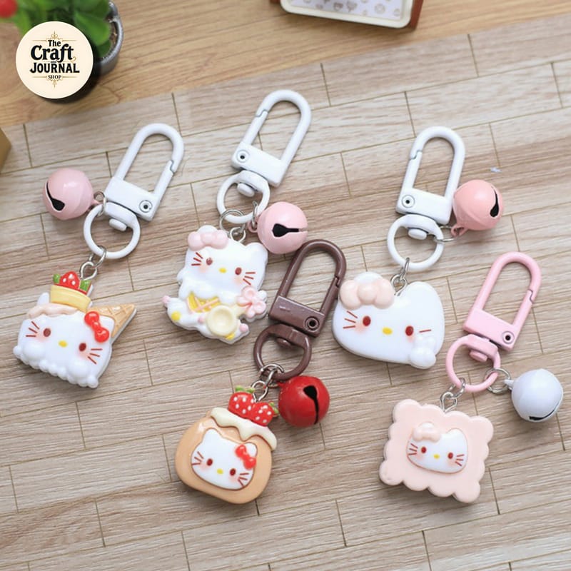 Cute Kitty Dessert Bell Keychain
