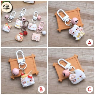 Cute Kitty Dessert Bell Keychain 3