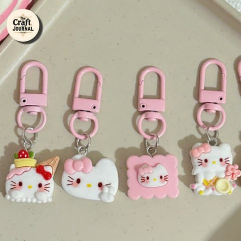 Cute Kitty Pink Clip Keychain