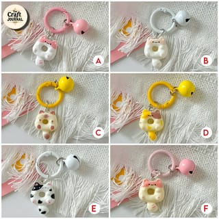 Cute Cat Donut Bell Keychain 5