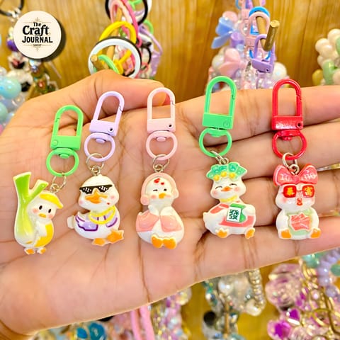 Cute Rich Duck Cartoon Keychain