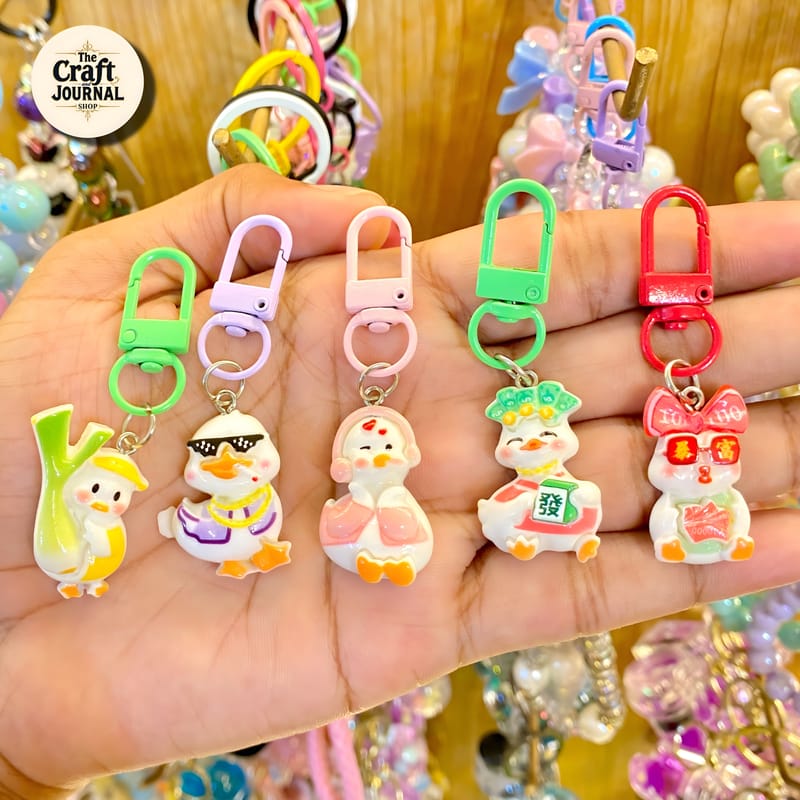 Cute Rich Duck Cartoon Keychain