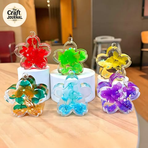 Floral Glitter Blossom Keychain