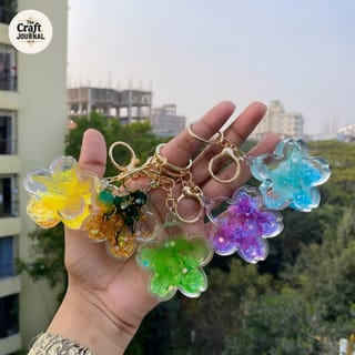 Floral Glitter Blossom Keychain 2