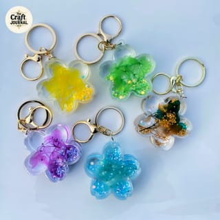Floral Glitter Blossom Keychain 3