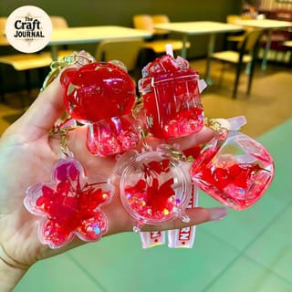 Red Blossom Glitter Keychain 1