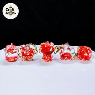 Red Blossom Glitter Keychain 2