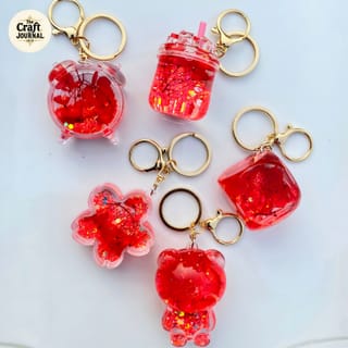 Red Blossom Glitter Keychain 3