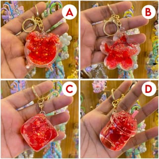 Red Blossom Glitter Keychain 5