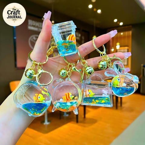 Ocean Aquarium Fish Glitter Keychain