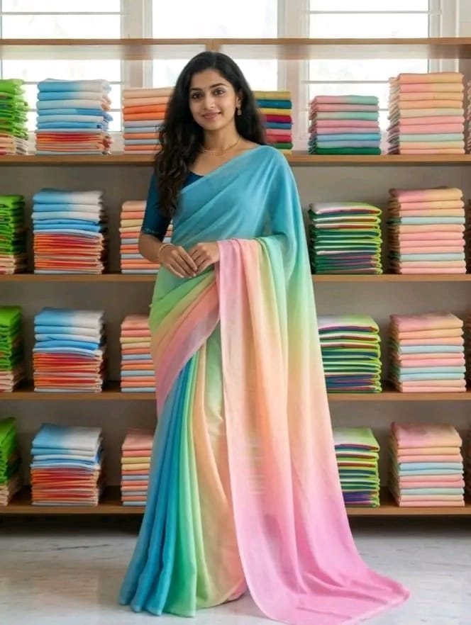 Rongdhonu saree/জর্জেট রংধনু শাড়ি