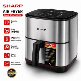 SHARP KF-AF70RT-S2 AIR FRYER XL FAMILY SIZE 4