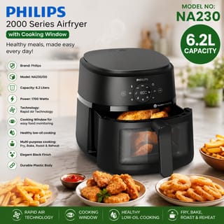 Philips NA230/00 Air fryer 2000 Series 6.2L with Cooking Window | 1700W Rapid Air Technology 1