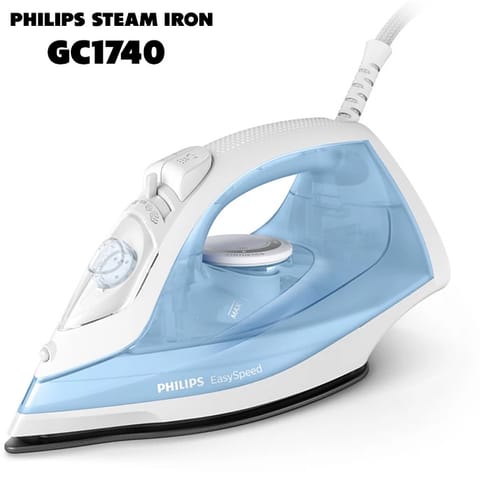 Philips GC1740 Steam Iron 2000W – 220ml Tank, 25g/min Continuous Steam, Non-Stick Soleplate