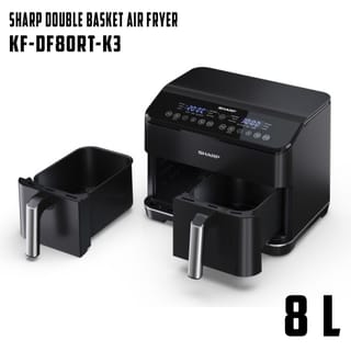 Sharp 8L Double Basket Air Fryer KF-DF80RT-K3 | Dual Zone 1800W Rapid Air Fryer with LED Touch Display 1