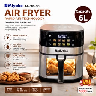 Miyako Rapid Air Technology Air Fryer 6 Liter 1800W 1
