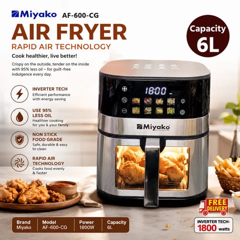 Miyako Rapid Air Technology Air Fryer 6 Liter 1800W