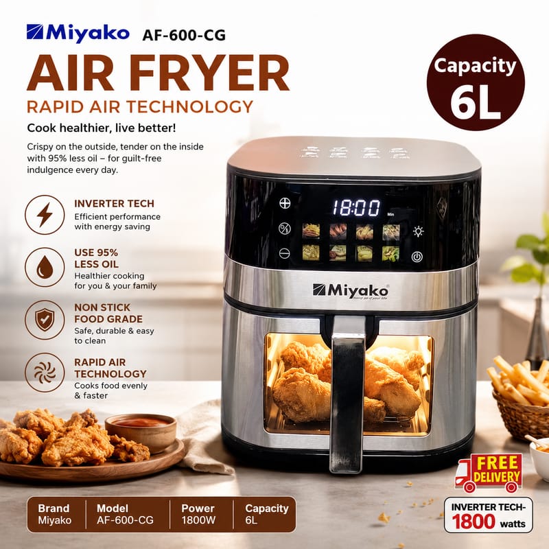 Miyako Rapid Air Technology Air Fryer 6 Liter 1800W