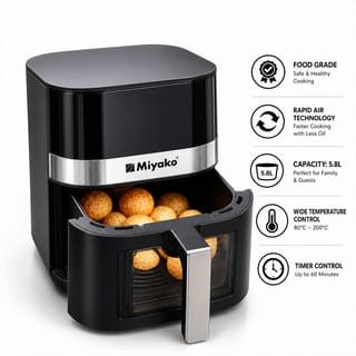 Miyako Air Fryer AF-580-CG-BLK 5.8L 1800W – Digital Touch & Rapid Air Technology Price in Bangladesh 3