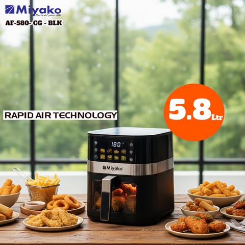 Miyako Air Fryer AF-580-CG-BLK 5.8L 1800W – Digital Touch & Rapid Air Technology Price in Bangladesh