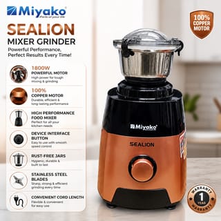 Miyako Sealion Mixer Grinder 1800 Watt – Powerful Blender with Multiple Jars | Copper Motor | Overload Protection 2