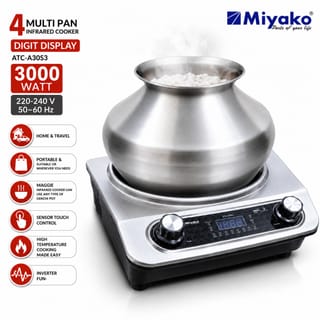 Miyako Inverter 4 Multi Pan Infrared Cooker ATC-A30S3 – 3000W | Digital Touch Control 1