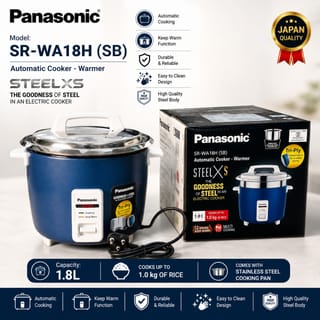 Panasonic SR-WA18H(SB) Automatic Rice Cooker & Warmer with 1.8L capacity, Tri-Ply stainless steel cooking pan, keep warm function, Japan quality design, and durable rust-resistant body 2