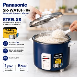 Panasonic SR-WA18H(SB) Automatic Rice Cooker & Warmer with 1.8L capacity, Tri-Ply stainless steel cooking pan, keep warm function, Japan quality design, and durable rust-resistant body 4