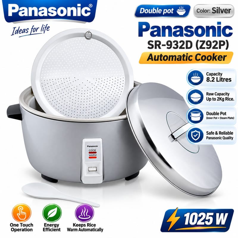 Panasonic SR-932D (Z92P) Electric Double Pot Rice Cooker – 8.2L | Big Capacity Automatic Rice Cooker