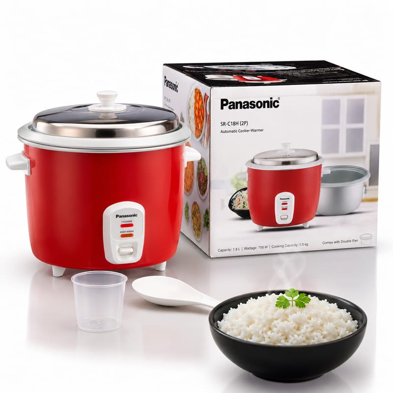 Panasonic SR-C18H 1.8L Automatic Rice Cooker & Warmer | 700W | 5-Hour Keep Warm | Double Pan